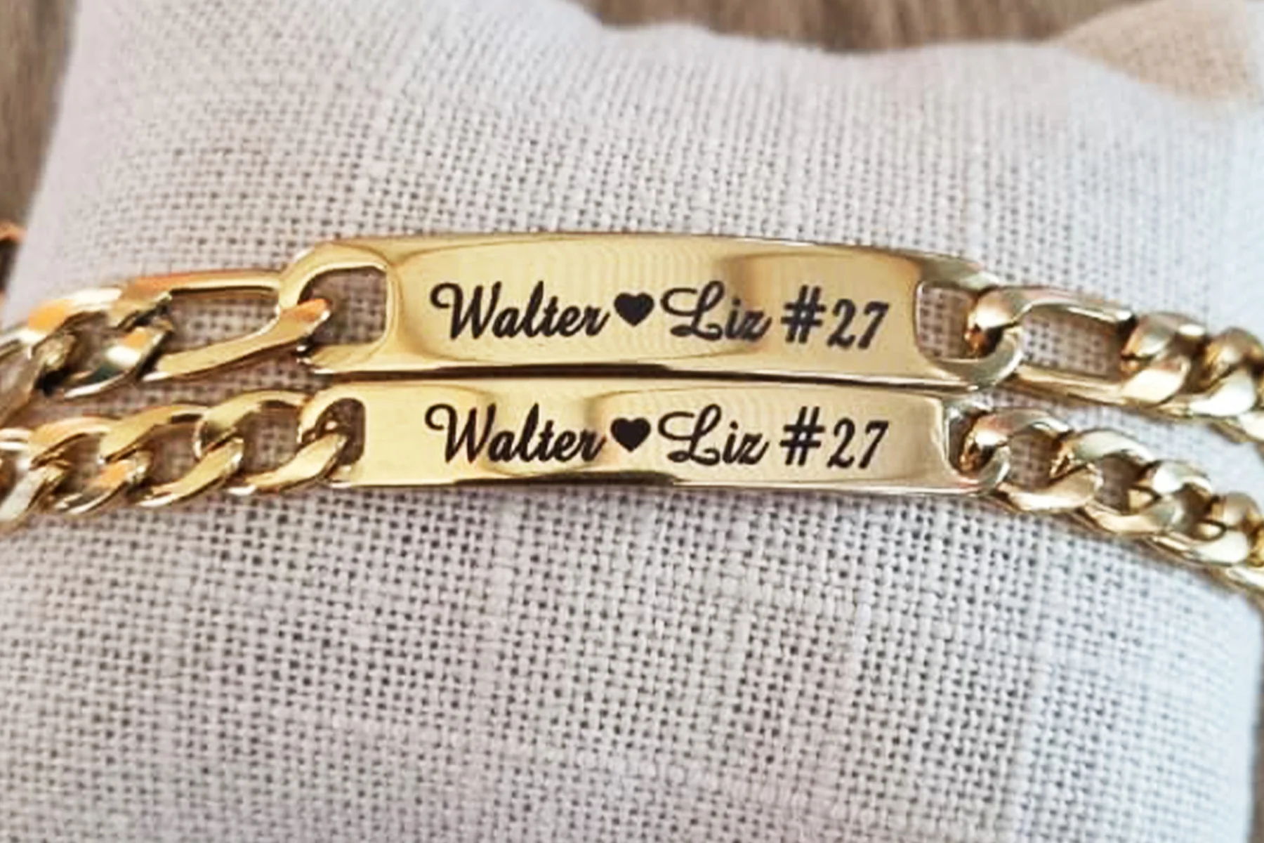 Pack dúo real de esclavas doradas LAZOS personalizadas con texto